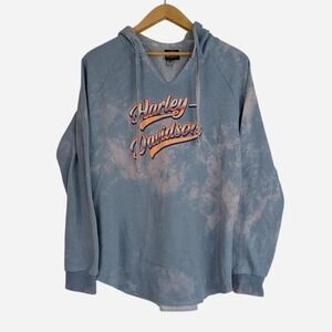 Harley Davidson Rockstar Fort Myers FL Acid Wash V-Neck Hoodie Large